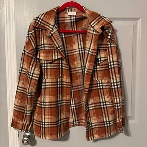 Fall flannel Shacket. Size M. Pink Lilly